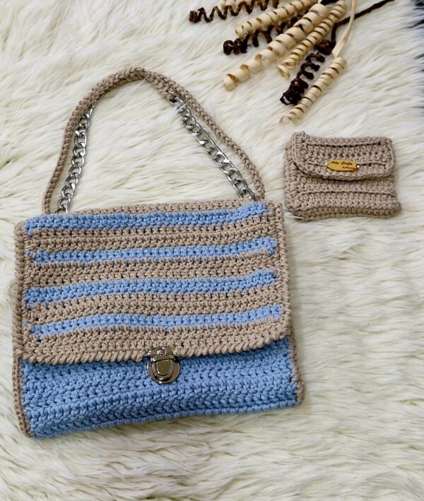 Handmade Ysabel Bag with intricate cotton yarn details, featuring a versatile design, created by Arty-Crafty