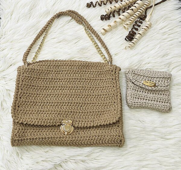 Handmade Ysabel Bag with intricate cotton yarn details, featuring a versatile design, created by Arty-Crafty