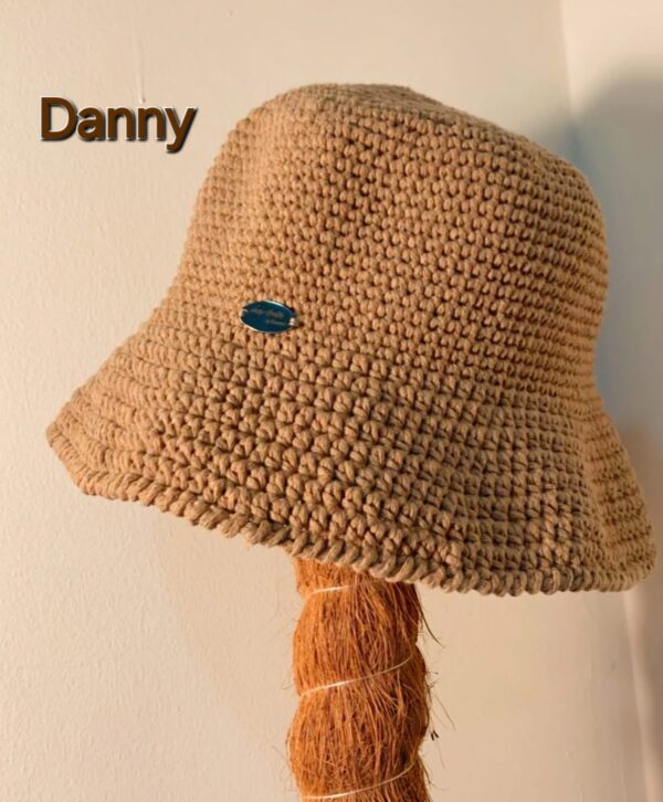 Handmade Danny Bucket Hat with high-quality cotton yarn, featuring a trendy design and customizable size, created by Arty-Crafty.