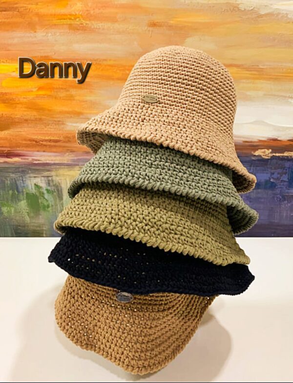 Handmade Danny Bucket Hat with high-quality cotton yarn, featuring a trendy design and customizable size, created by Arty-Crafty.