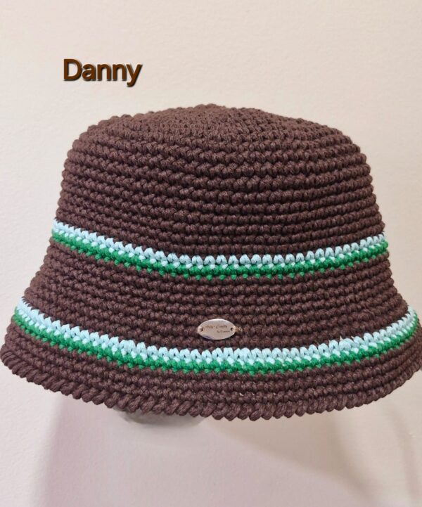 Handmade Danny Bucket Hat with high-quality cotton yarn, featuring a trendy design and customizable size, created by Arty-Crafty.