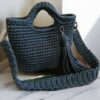 Handmade Elegant MAXI Bag crafted from cotton T-shirt yarn, featuring a versatile design for use as a handbag or sling bag, created by Arty-Crafty.