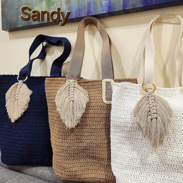 The Ultimate Sandy Tote Bag, a spacious and sturdy tote bag made from Macrame cotton yarn, perfect for everyday use, created by Arty-Crafty.