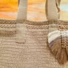 The Ultimate Sandy Tote Bag, a spacious and sturdy tote bag made from Macrame cotton yarn, perfect for everyday use, created by Arty-Crafty.