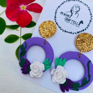 Amethyst Circle Floral Earrings