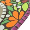 A Vibrant Heart Mosaic Mirror with a colorful floral design, handcrafted with ceramic tiles, featuring a 10 cm round mirror in the center on a 25 x 25 cm MDF base.