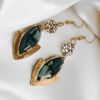 Handcrafted Ocean Glow Abalone Earrings with abalone shells in gold-plated alloy bezel, featuring sterling silver hooks.