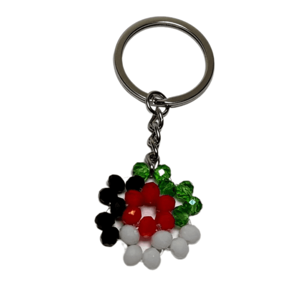 Handcrafted UAE National Day key tag in the vibrant colors of the UAE flag.