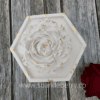 Gypsum rose on a hexagon tray with gold accents, perfect for home décor and fragrance infusion.