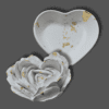 Gypsum rose and heart-shaped tray set, designed for passive diffusion with essential oils, perfect for small spaces.