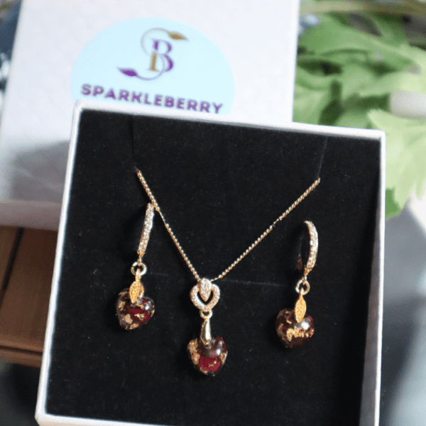 memory rose earring and a pendant set- tiny