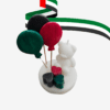 Bear-shaped soy wax candle with balloons and hearts in UAE flag colors, perfect for UAE National Day celebrations.