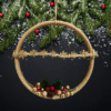 Handmade macrame Christmas decor with a 7.75-inch ring, golden snowflakes, and festive accents.