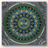 Eternal Symphony Mandala, a 60x60 cm handcrafted acrylic mandala art on canvas by Krutika Jariwala, featuring vibrant green, blue, and multicolored patterns.