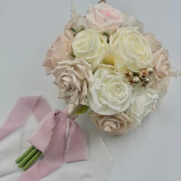 Stunning Ivory and Baby Pink Wedding Bouquet for Brides and Bridesmaids - a touch of elegance